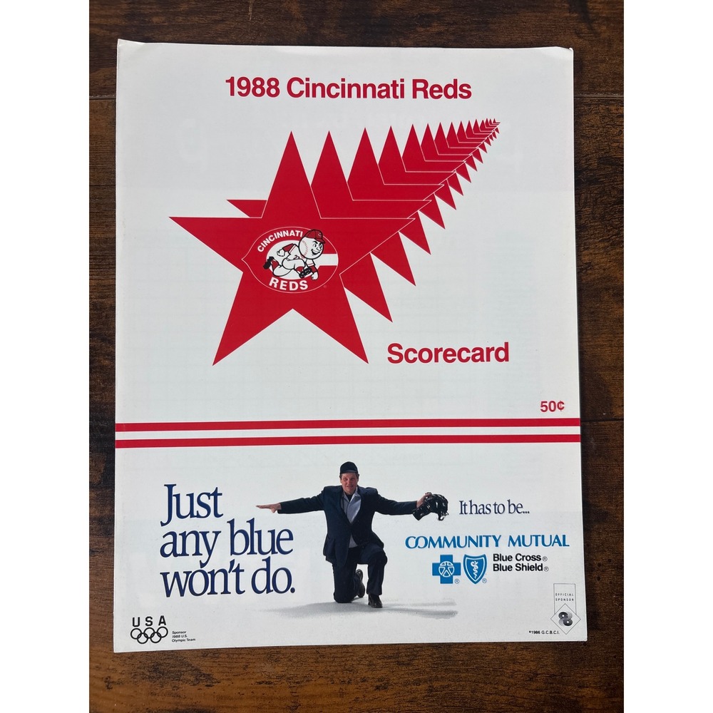 Vintage 1988 Cincinnati Reds Scorecard Program vs St Louis Cardinals MLB 80s